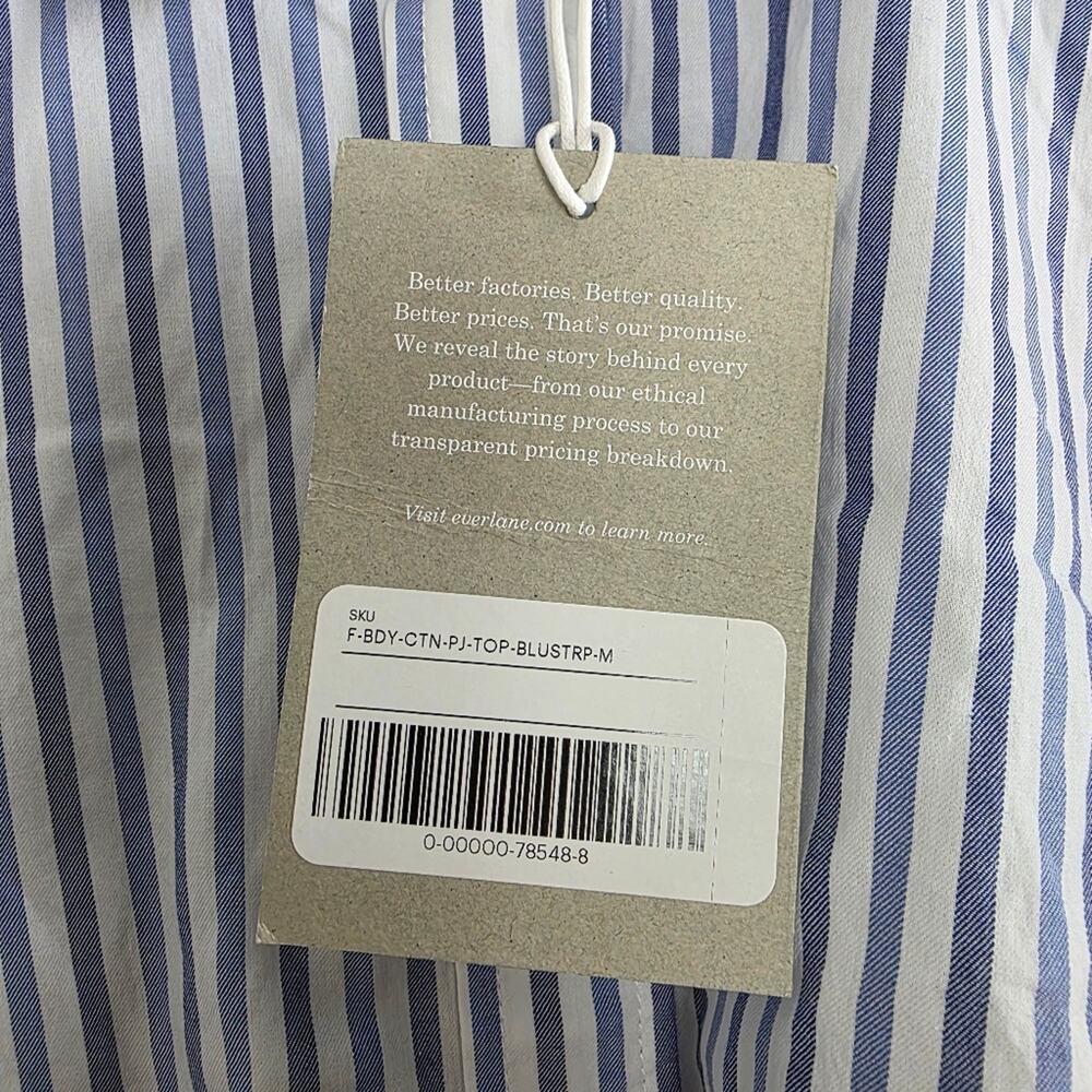 NWT Everlane The Woven PJ Button Down Crop Top Blue White Stripe Cotton Medium - Picture 11 of 16